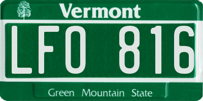 VT license plate LFO816
