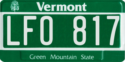 VT license plate LFO817