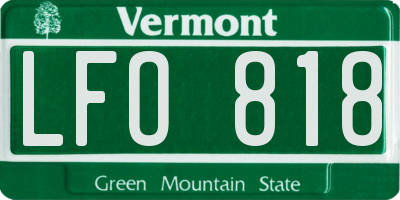 VT license plate LFO818
