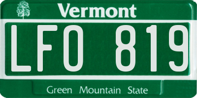 VT license plate LFO819