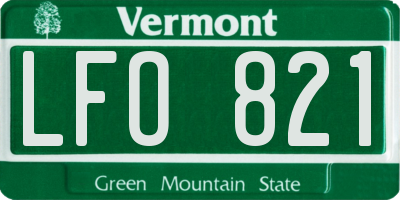 VT license plate LFO821