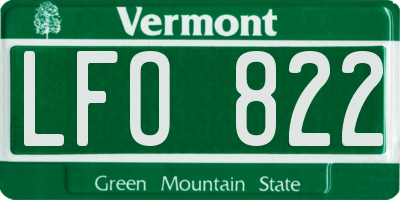 VT license plate LFO822