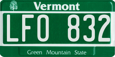 VT license plate LFO832