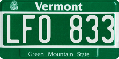 VT license plate LFO833