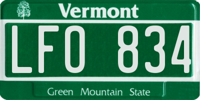 VT license plate LFO834
