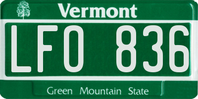 VT license plate LFO836