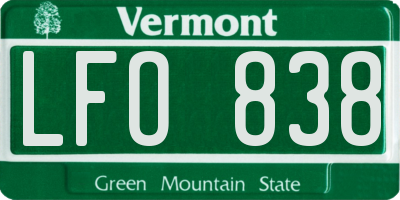 VT license plate LFO838