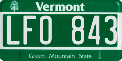 VT license plate LFO843
