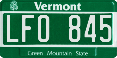 VT license plate LFO845
