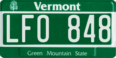 VT license plate LFO848