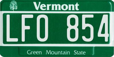 VT license plate LFO854