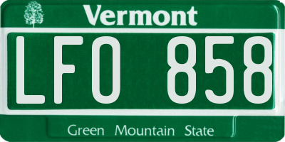 VT license plate LFO858