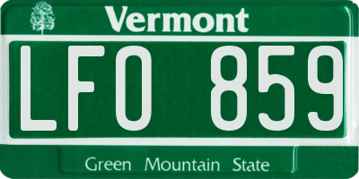 VT license plate LFO859