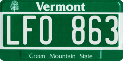 VT license plate LFO863