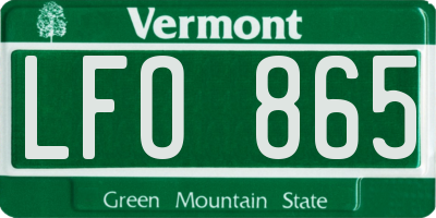 VT license plate LFO865