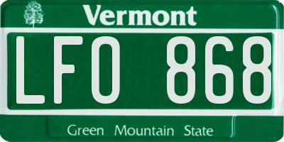 VT license plate LFO868