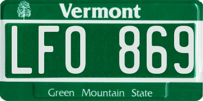 VT license plate LFO869