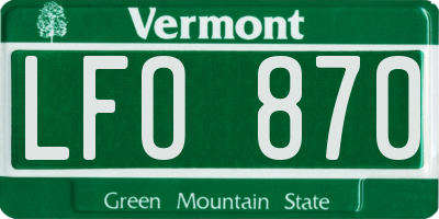 VT license plate LFO870