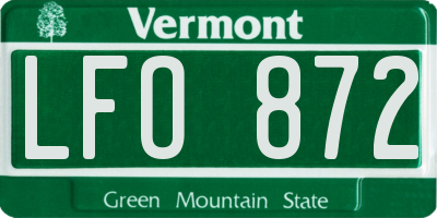 VT license plate LFO872