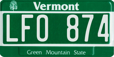 VT license plate LFO874
