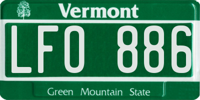 VT license plate LFO886