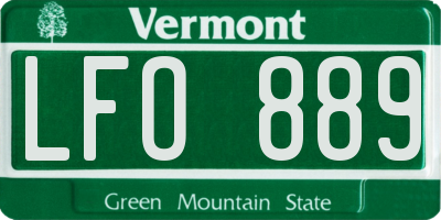 VT license plate LFO889