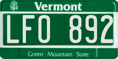 VT license plate LFO892