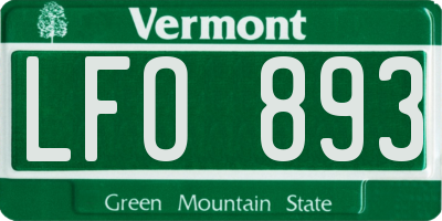 VT license plate LFO893