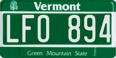 VT license plate LFO894