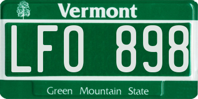 VT license plate LFO898