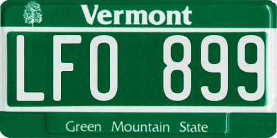 VT license plate LFO899