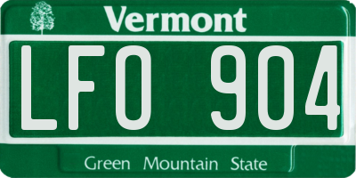 VT license plate LFO904