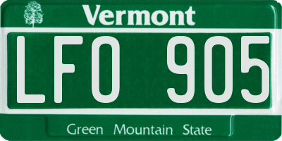 VT license plate LFO905