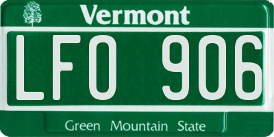 VT license plate LFO906