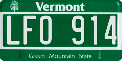 VT license plate LFO914