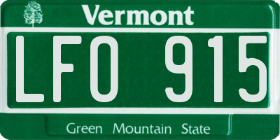 VT license plate LFO915