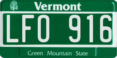 VT license plate LFO916