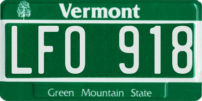 VT license plate LFO918