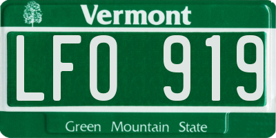 VT license plate LFO919