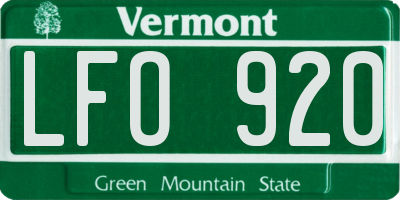 VT license plate LFO920