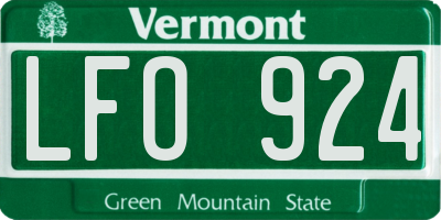 VT license plate LFO924