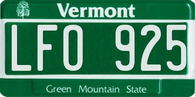 VT license plate LFO925