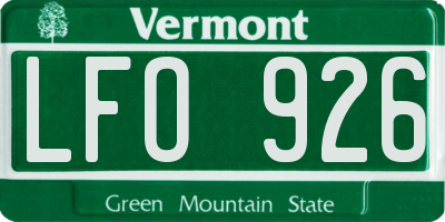 VT license plate LFO926