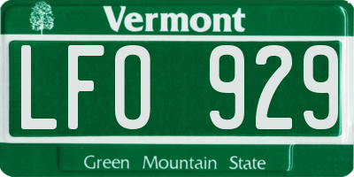VT license plate LFO929