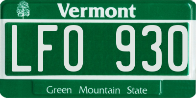 VT license plate LFO930