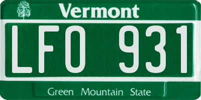 VT license plate LFO931