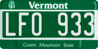VT license plate LFO933