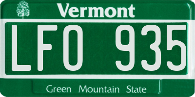 VT license plate LFO935