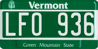 VT license plate LFO936