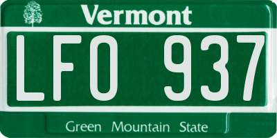 VT license plate LFO937